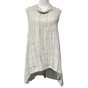 Chalet Et Ceci Tunic Top Womens Hi Low Linen Cowl Neck Lagenlook Artsy Sz Small